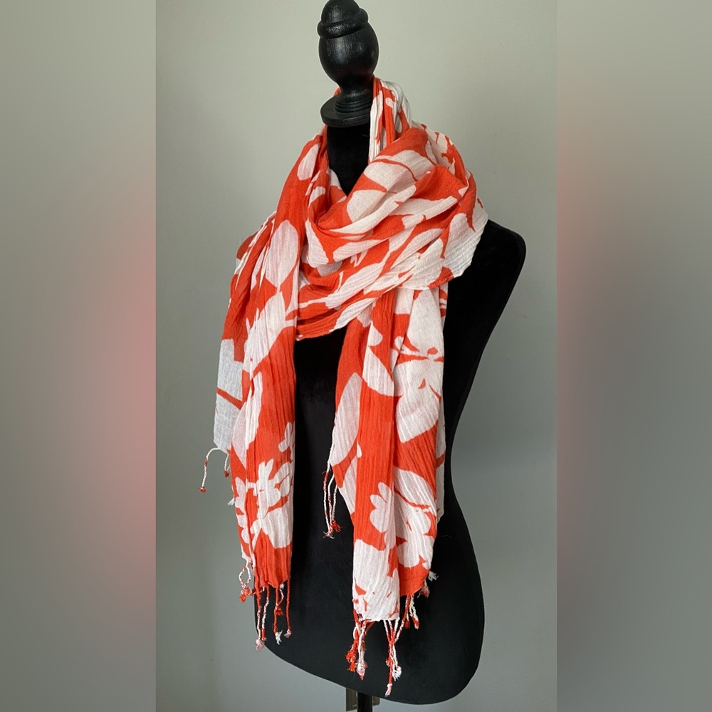 GAP Floral Orange and White Scarf